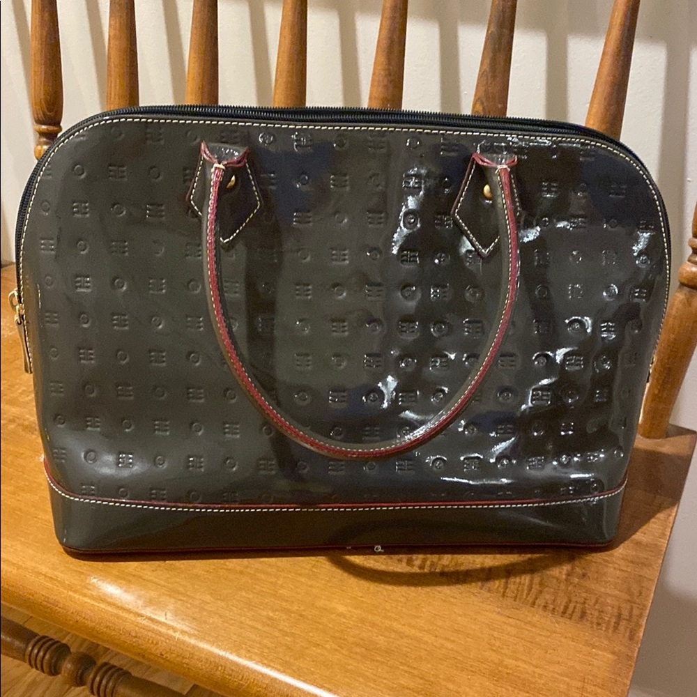 Elegant Dark Grey Patent Leather Handbag